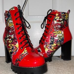 Azalea Wang Graffiti combat booties